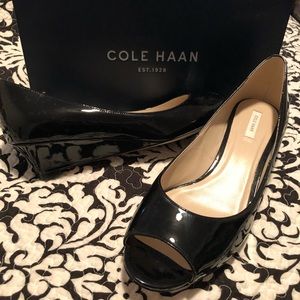 Cole Haan peep toe wedges